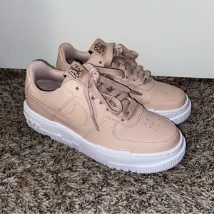 Nike Women’s Air Force 1 Shadow Sneakers in Beige and White